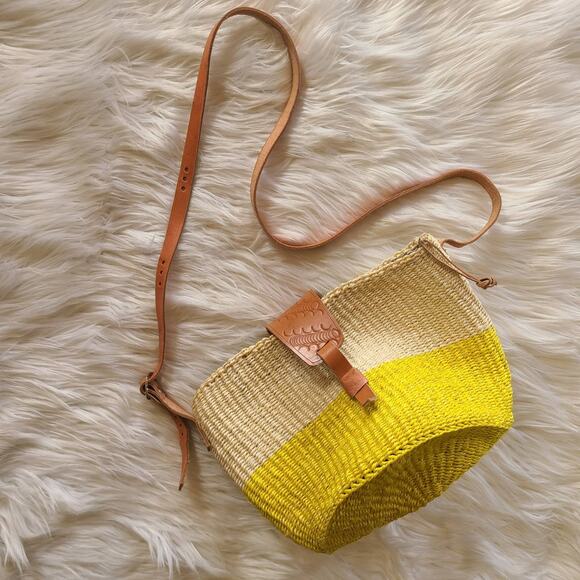 Unknown Handbags - Woven Sisal Bag Crossbody Purse Boho Summer Beach Yellow Basket Tote Retro Y2K